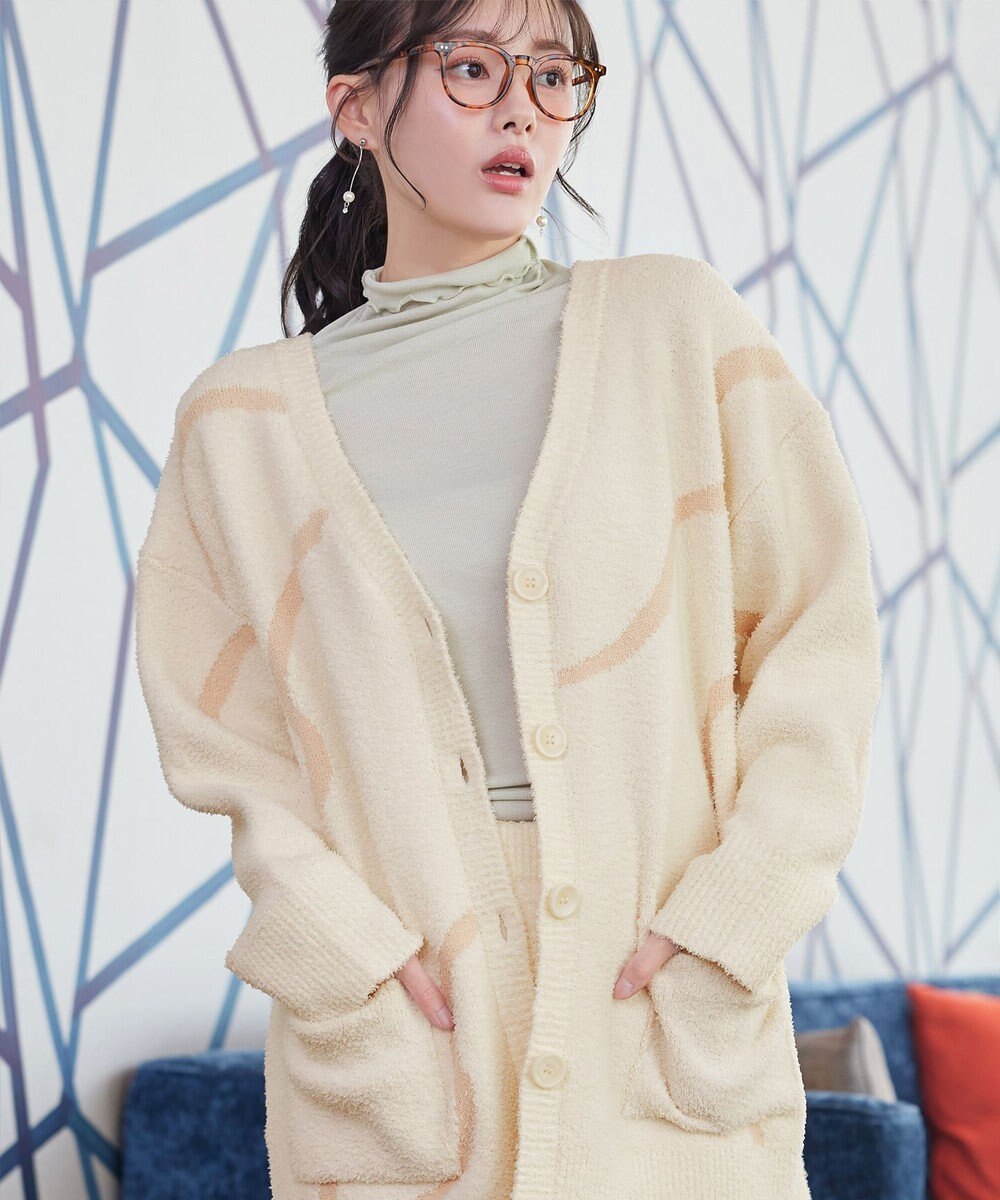Tiaclasse ふわもちニュアンス配色ニットカーディガン 