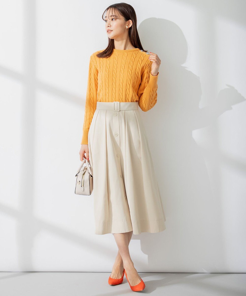 組曲 【ビジューボタン付き】SOBANE ケーブルプルオーバー ニット 