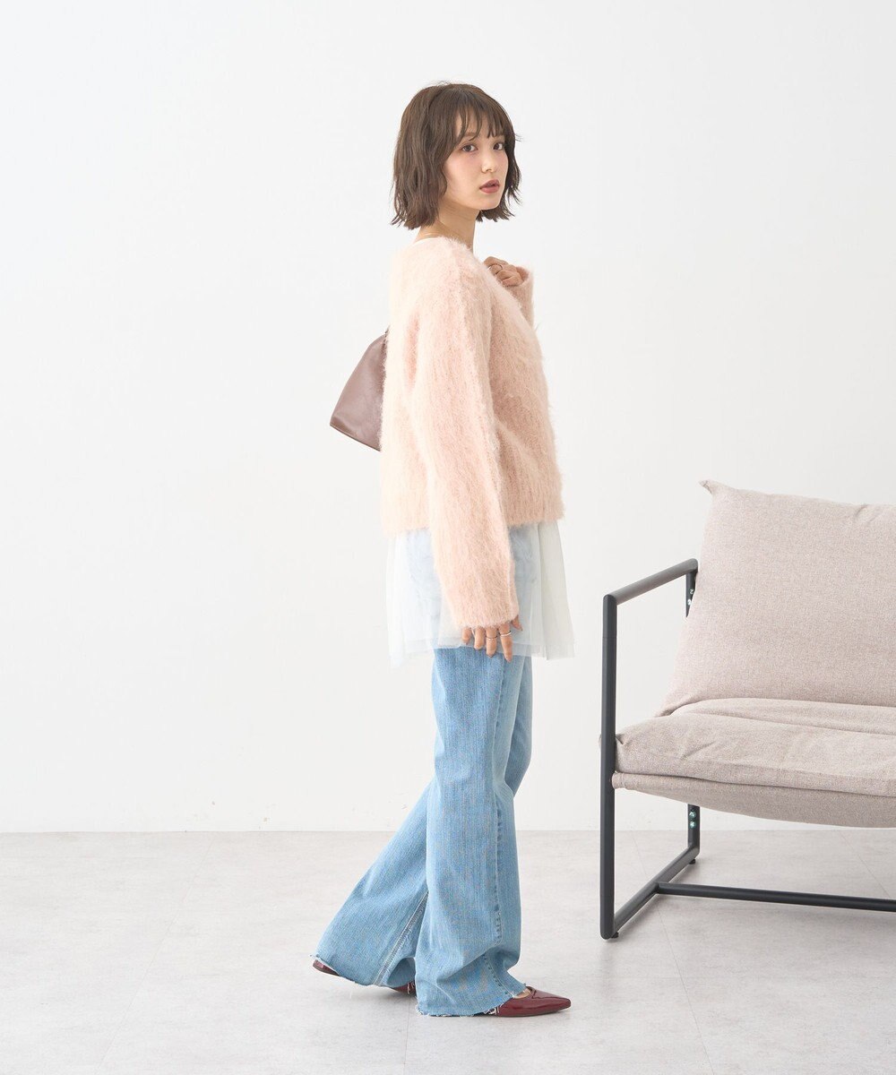 earth music&ecology クルーネックシャギーカーディガン 