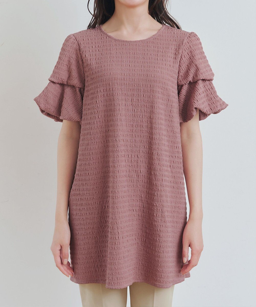 Tiaclasse 【洗える】変形バルーンスリーブカットソーチュニック 