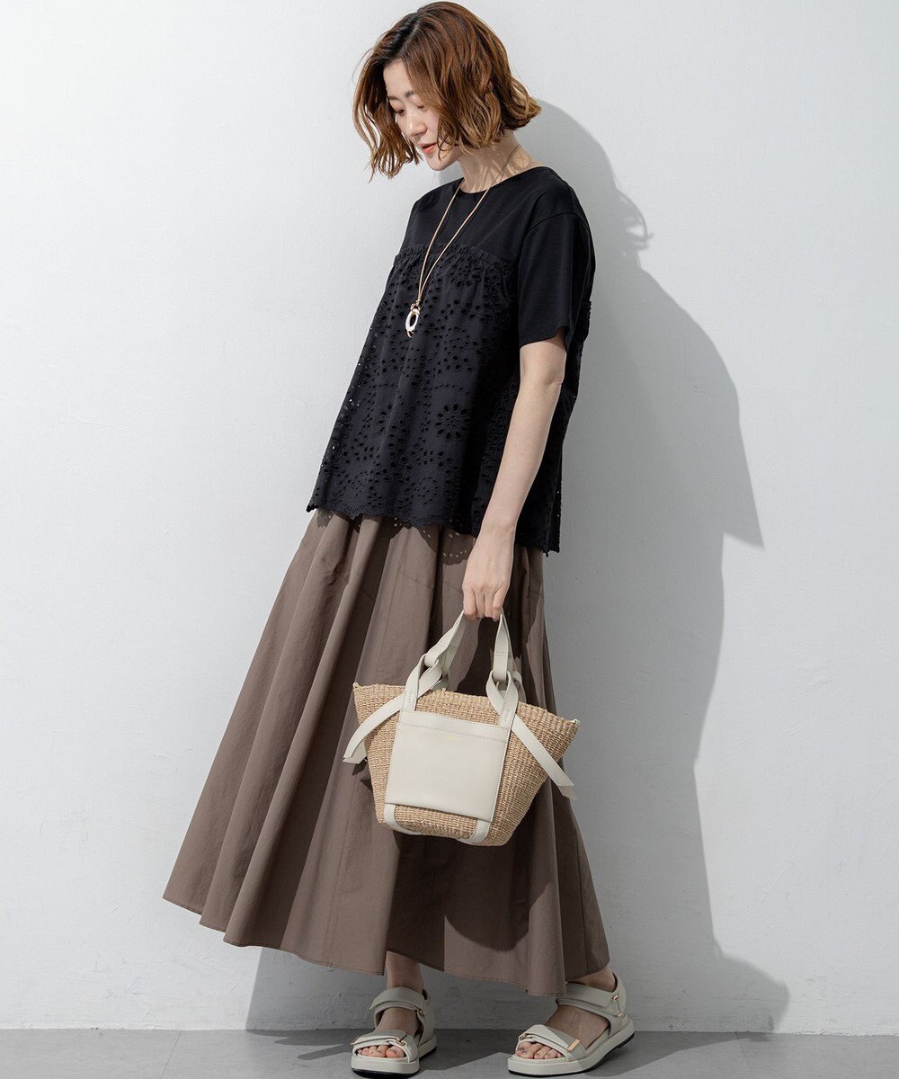 23区 L ナイロンコットンタフタ フレアスカート 