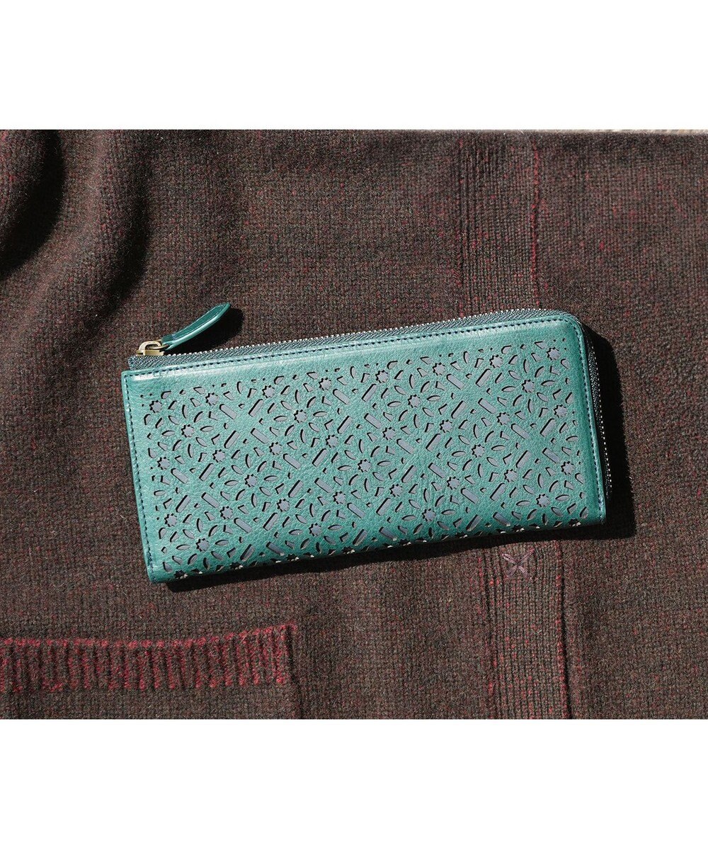 genten ダイヤカットワーク　Lファスナー長財布 