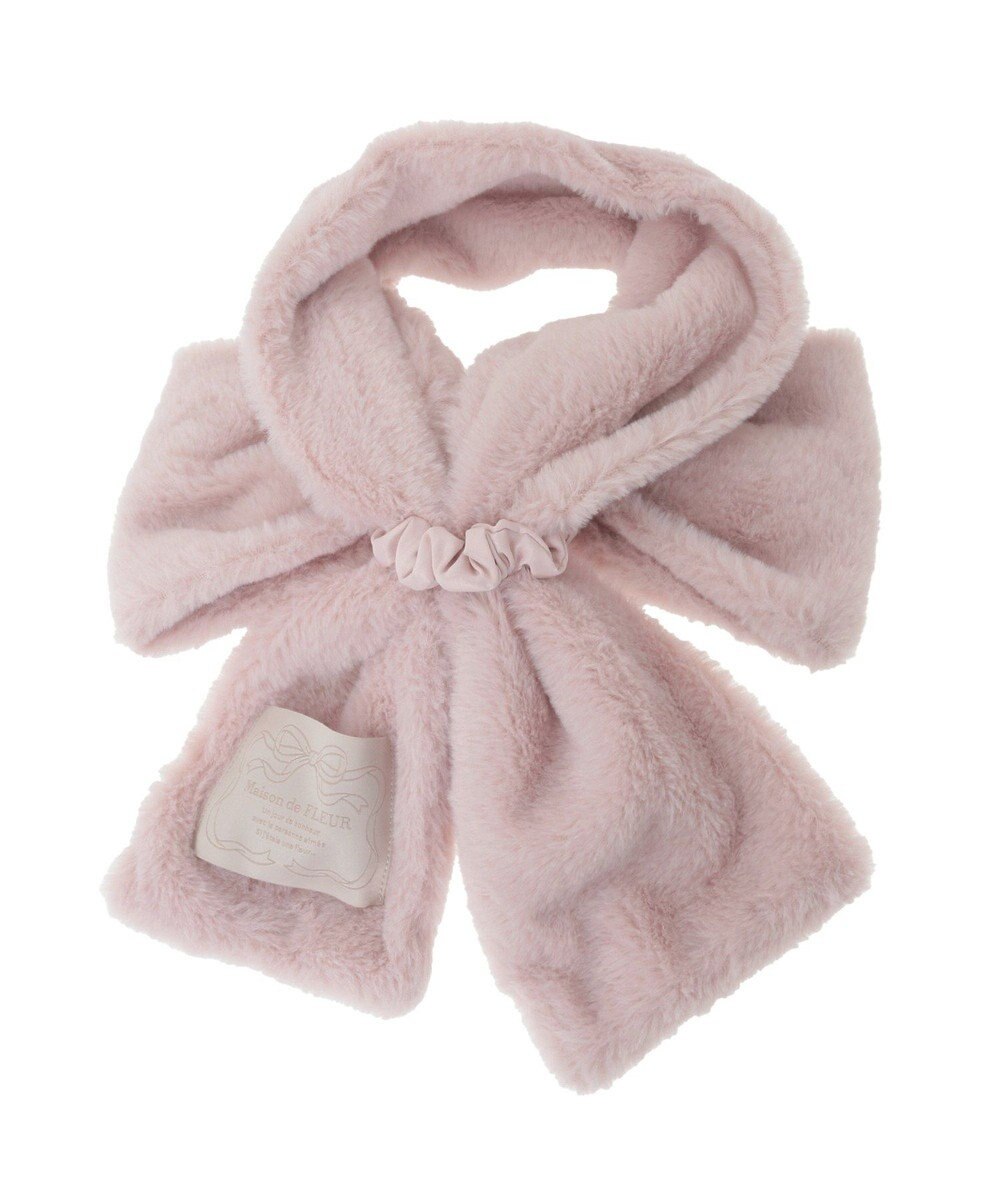 Maison de FLEUR パールリボン付きファーティペット 