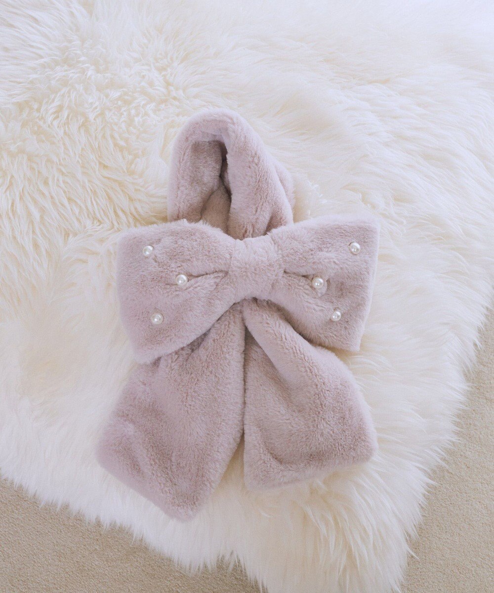 Maison de FLEUR パールリボン付きファーティペット 