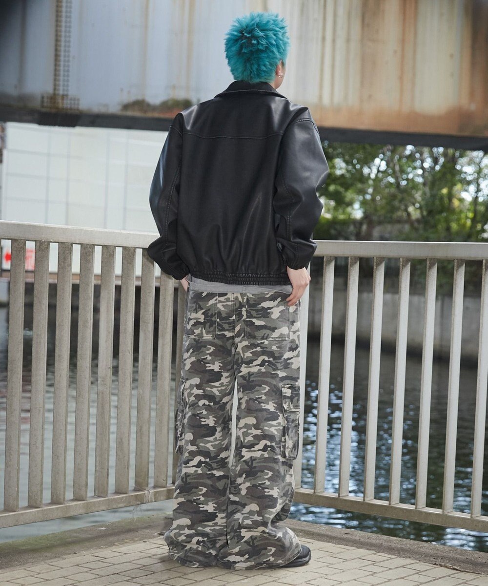 WEGO 【ウエストゴム】スーパーフレアカーゴパンツ 