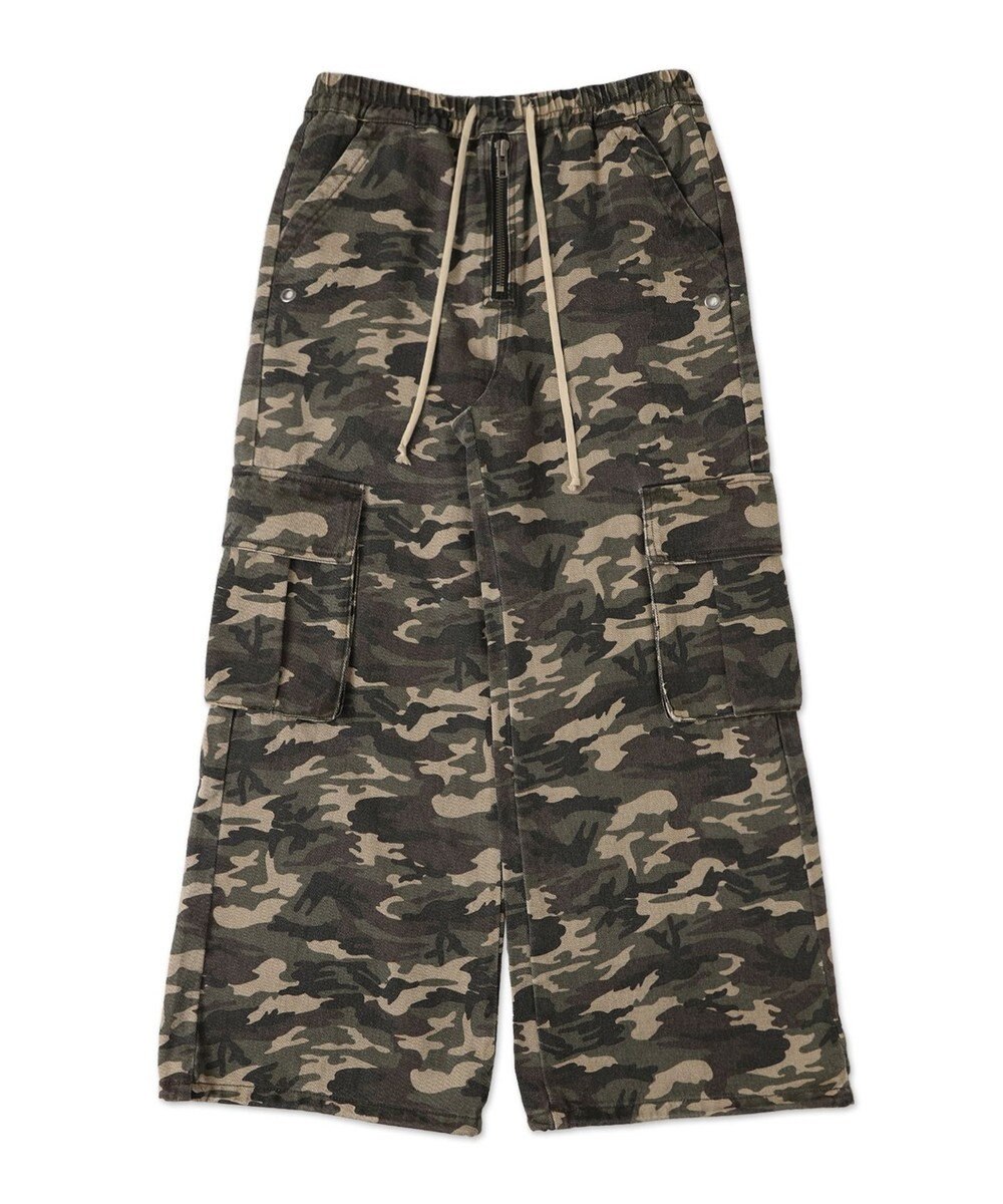 WEGO 【ウエストゴム】スーパーフレアカーゴパンツ 