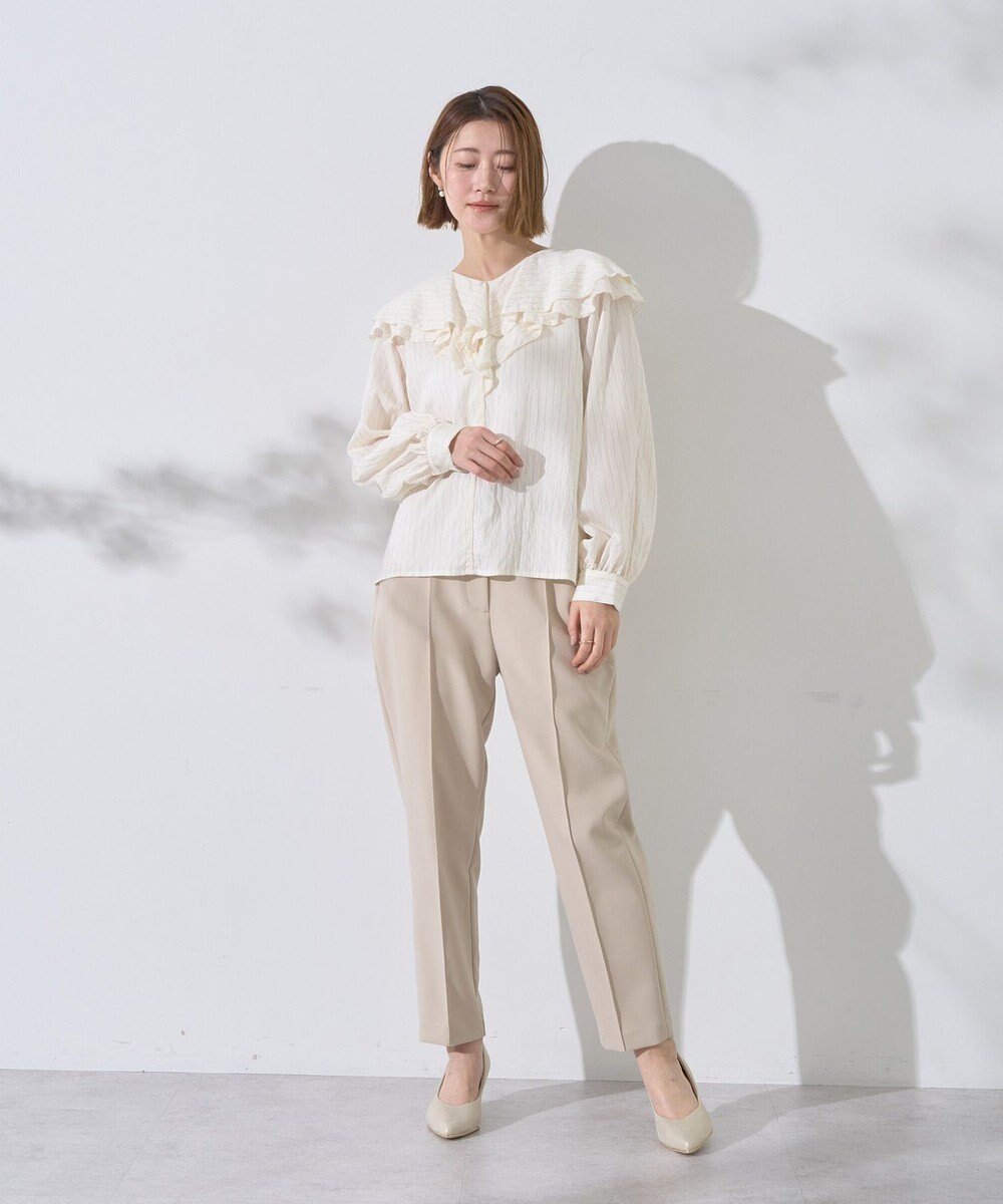 YECCA VECCA ストライプ柄ラッフルブラウス 