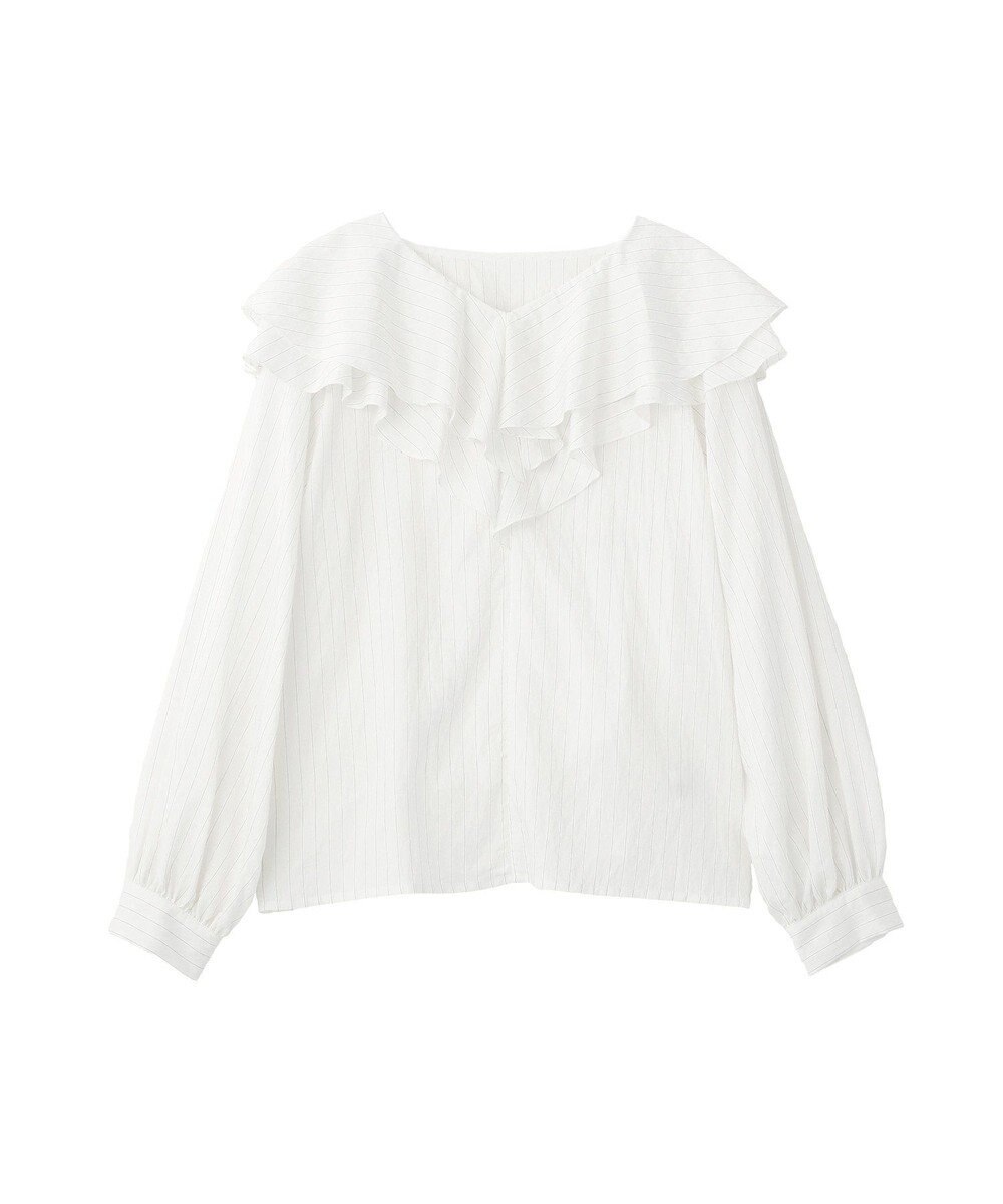 YECCA VECCA ストライプ柄ラッフルブラウス 