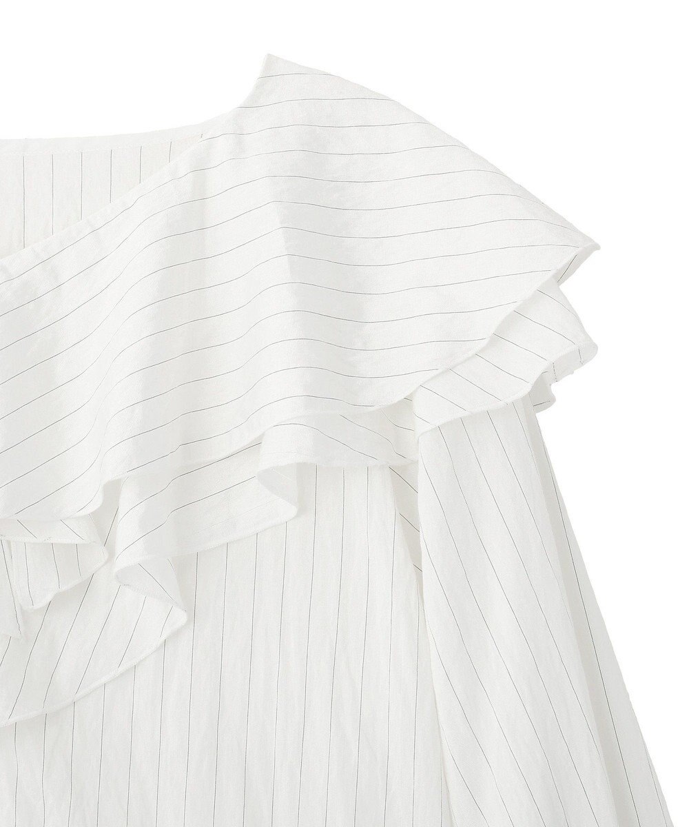 YECCA VECCA ストライプ柄ラッフルブラウス 