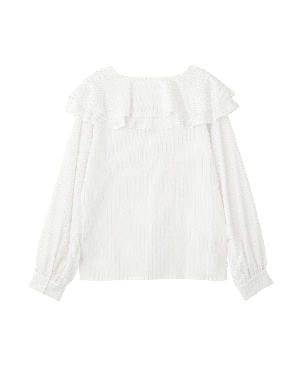 YECCA VECCA ストライプ柄ラッフルブラウス 