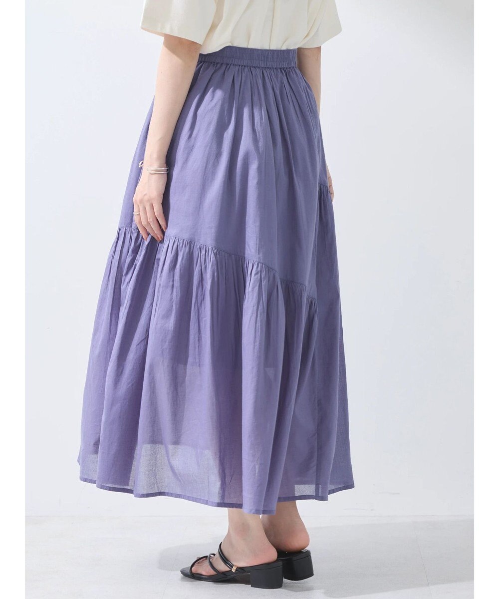 earth music&ecology コットンボイルランダム切替フレアスカート 