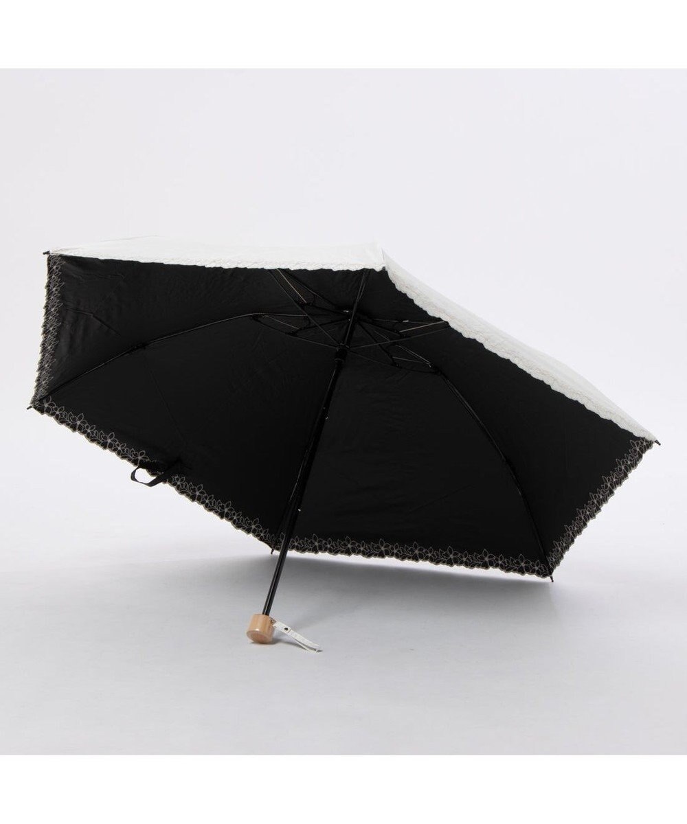 UNBILLION カシュネ cachenez /【晴雨兼用　日傘　UVカット率・遮光率100％生地使用 】PU超軽量プチフラワー刺繍カーボンミニ折りたたみ傘 