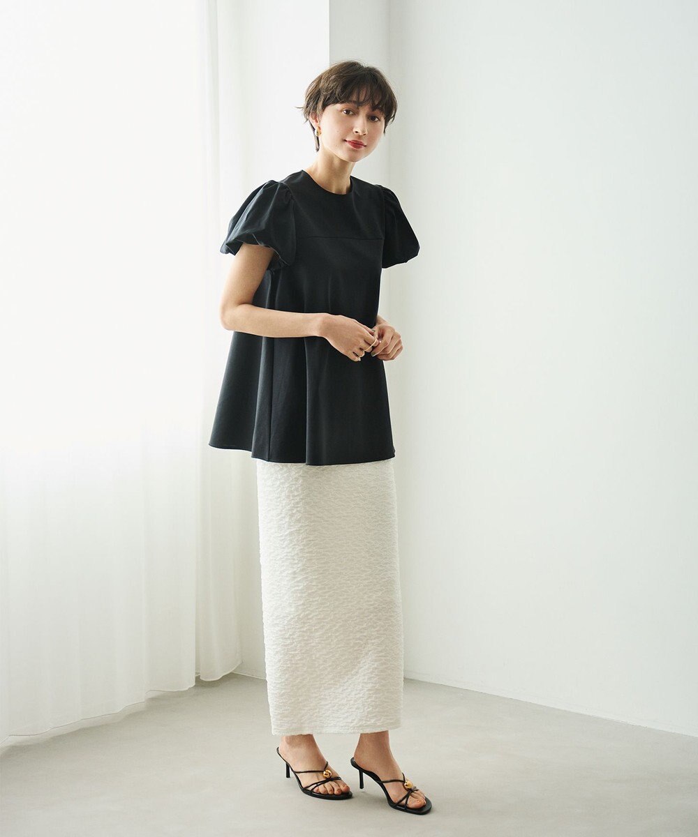 #Newans 【金子綾さんインスタライブご紹介アイテム】（セットアップ可能）ふくれジャガード タイトスカート 