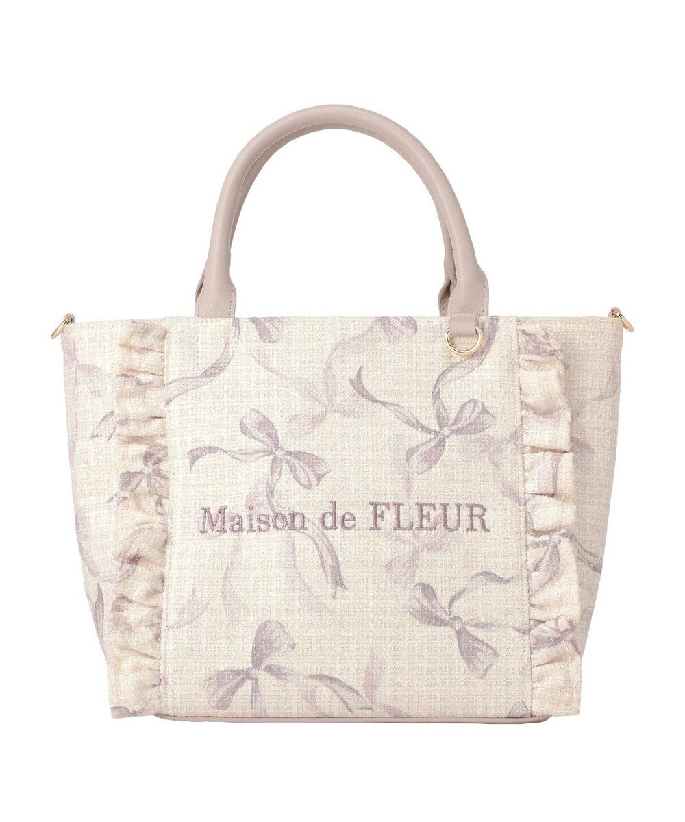 Maison de FLEUR ツイードリボンプリント2WayバッグM 