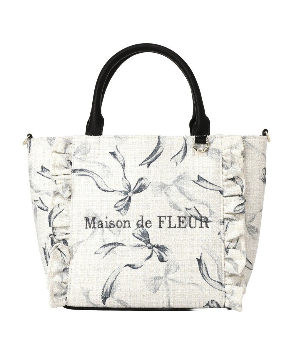 Maison de FLEUR ツイードリボンプリント2WayバッグM 