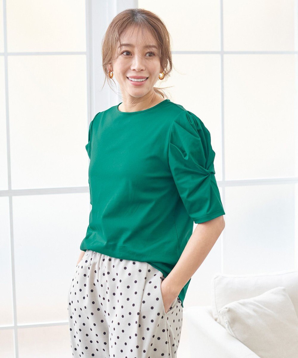 ANY シルケットスムース ツイストタックスリーブトップス 