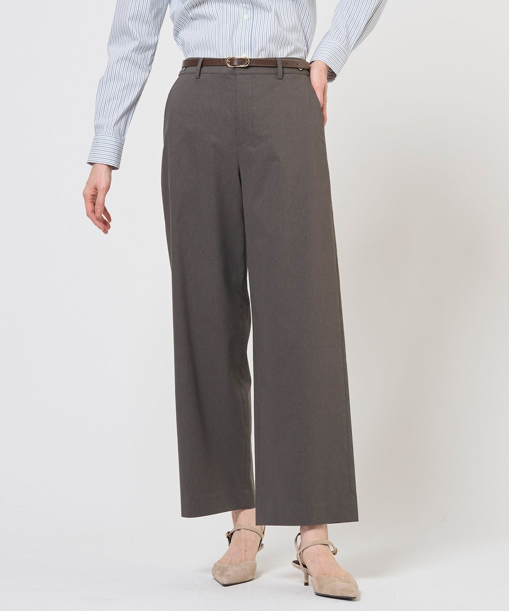 J.PRESS LADIES セルロースリネンストレッチ セミワイド パンツ 