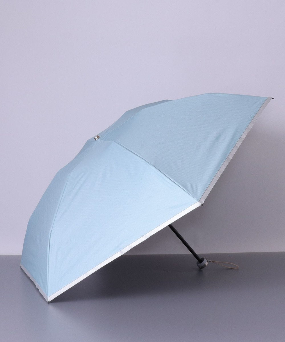 AURORA BLAO (ブラオ) 切り継ぎテープ柄 晴雨兼用傘 (折り畳み・ミニ) ブルー