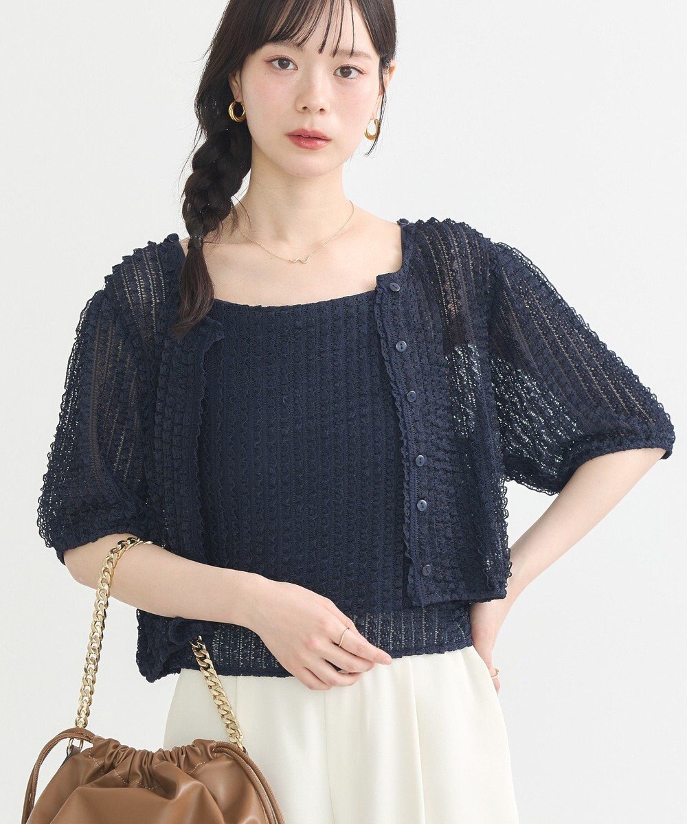 earth music&ecology ミニフリルカットレースアンサンブル 