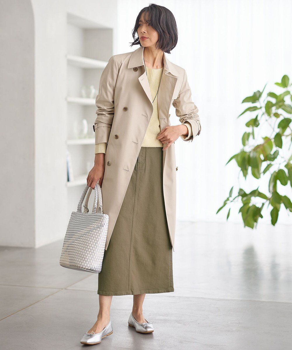 23区 コットンポリエステルギャバジン ロング トレンチコート 