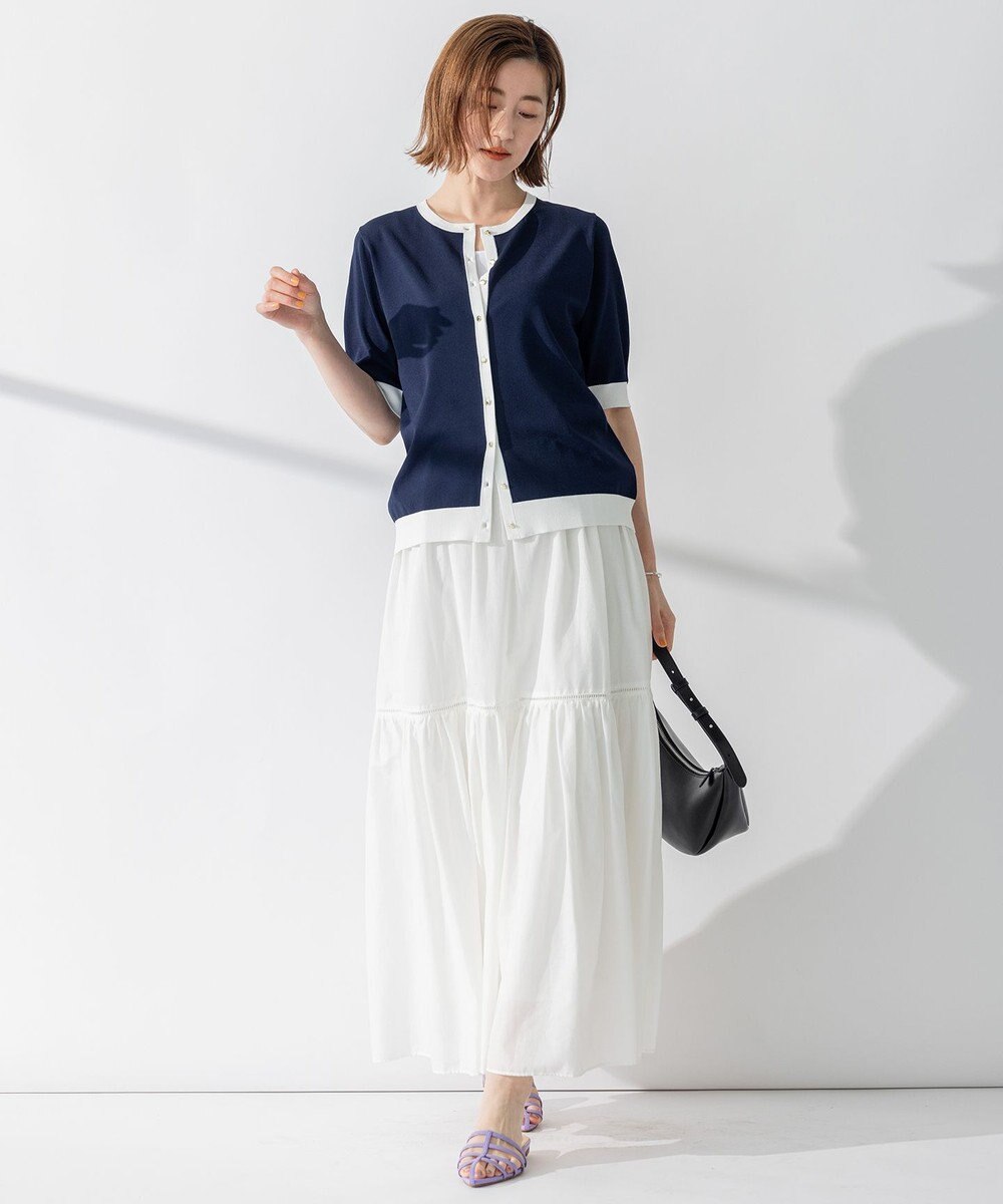 23区 S 【洗える】レーヨンポリエステルストレッチ 半袖 カーディガン 