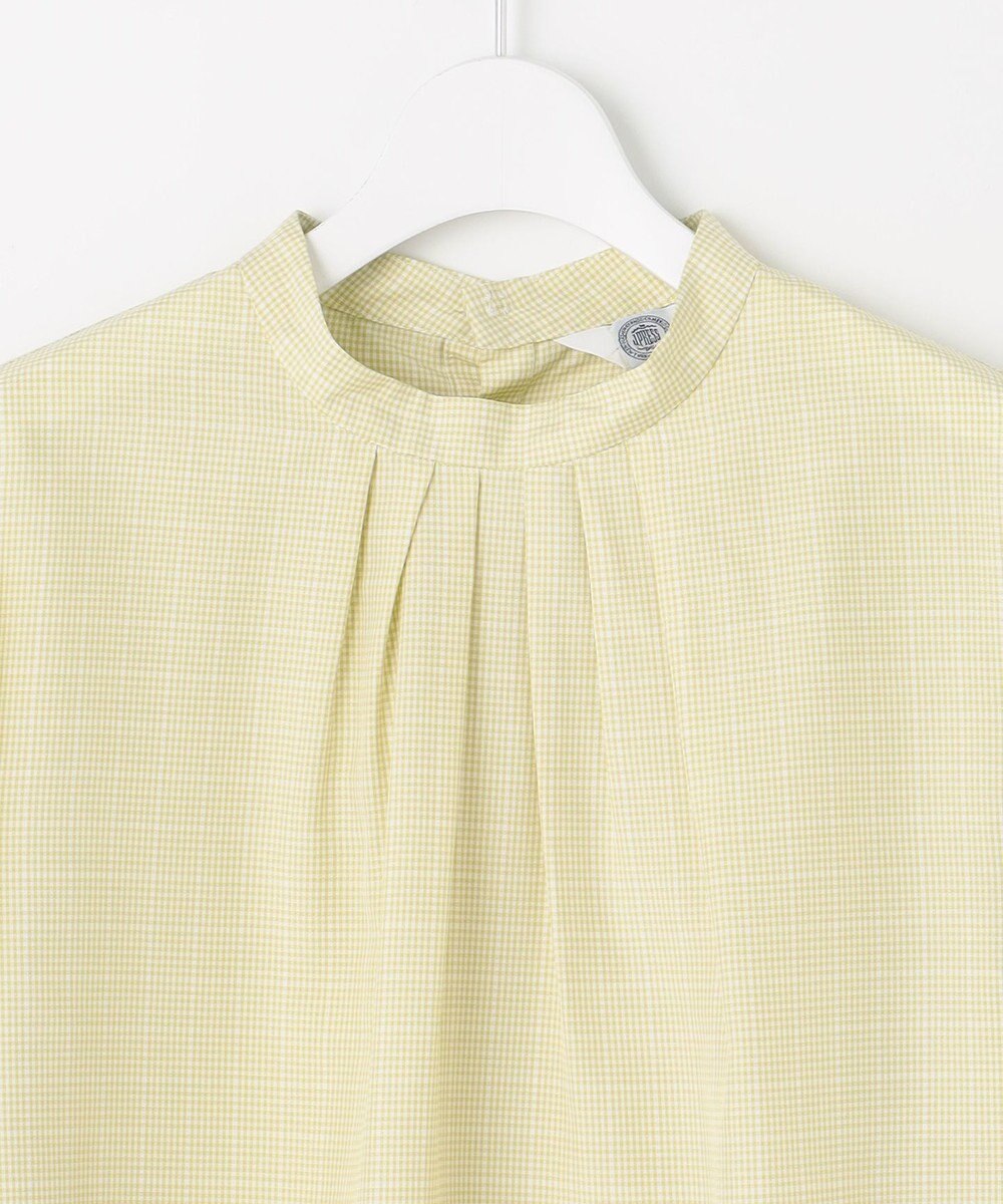 J.PRESS LADIES S 【洗える】セルロース チェック スタンドカラー ブラウス 