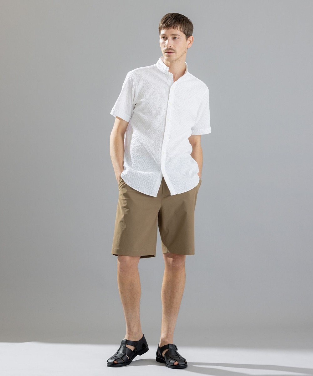 JOSEPH HOMME トライジャガードストレッチ   ウイングカラー半袖シャツ 