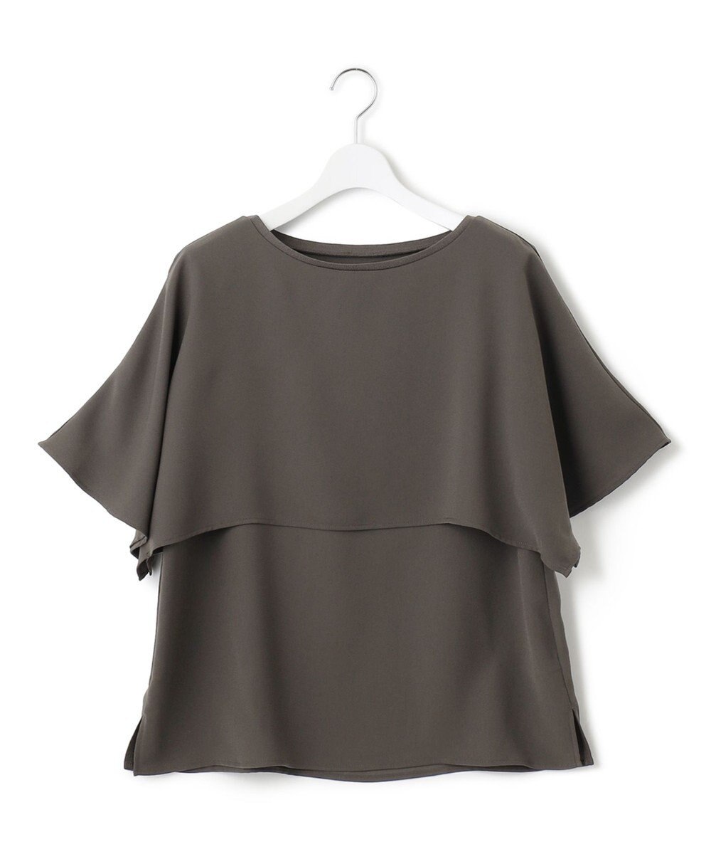 23区 L 【洗える/好評につき新色追加】ストレッチジョーゼットリブコンビ レイヤー カットソー 