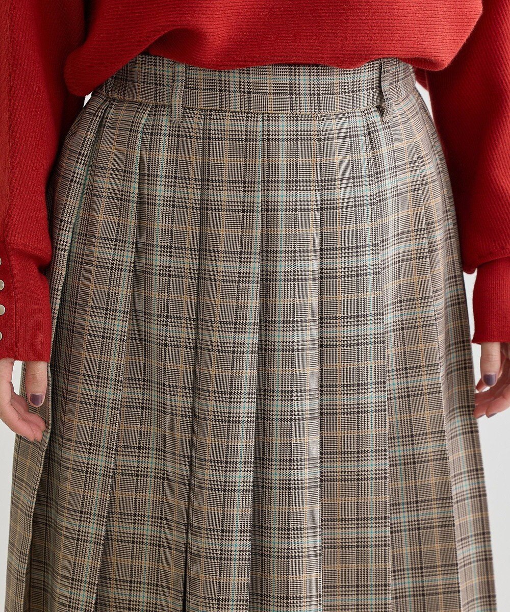 Green Parks ワイドプリーツチェックスカート 