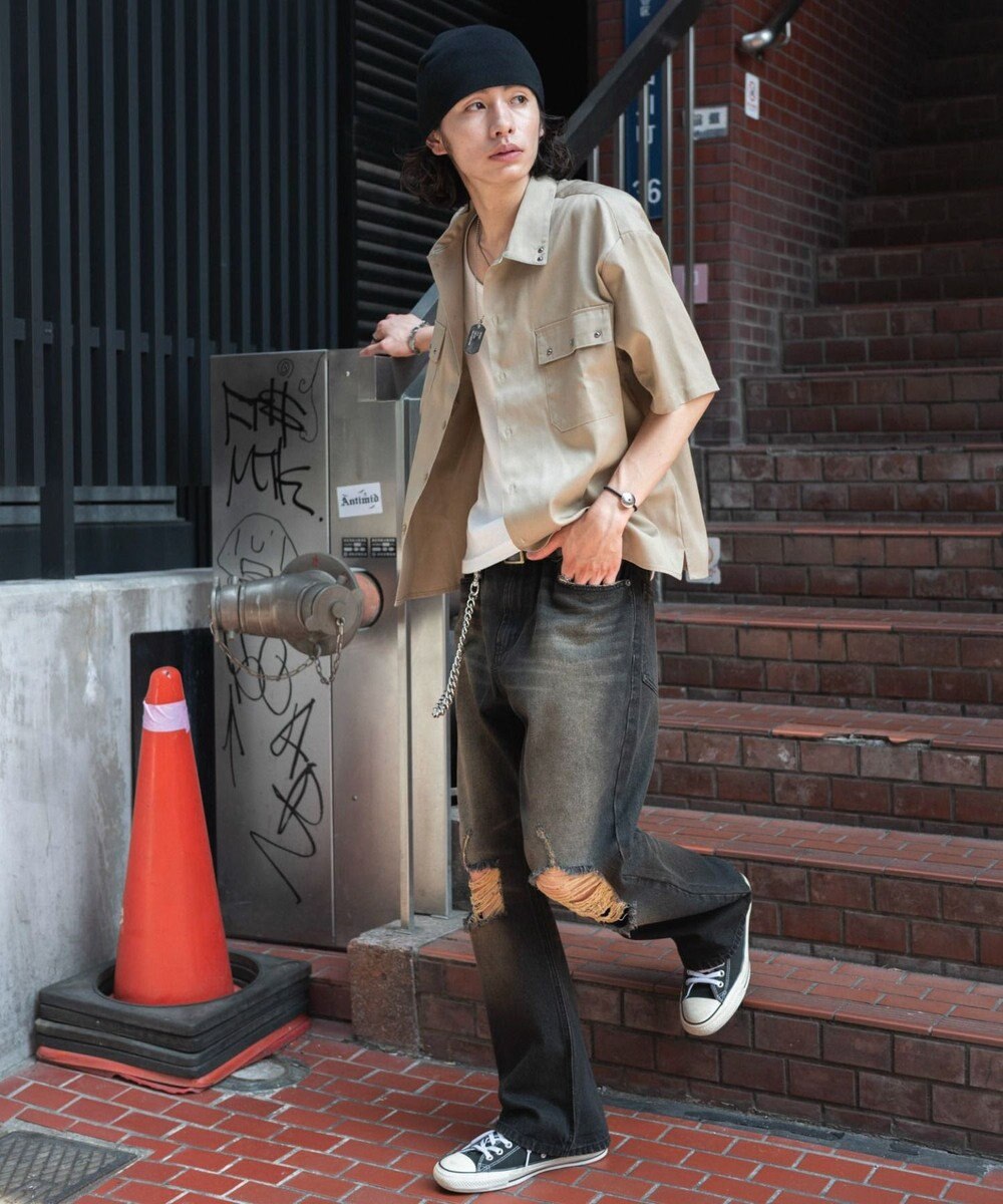 WEGO ダメージフレアデニムパンツ 