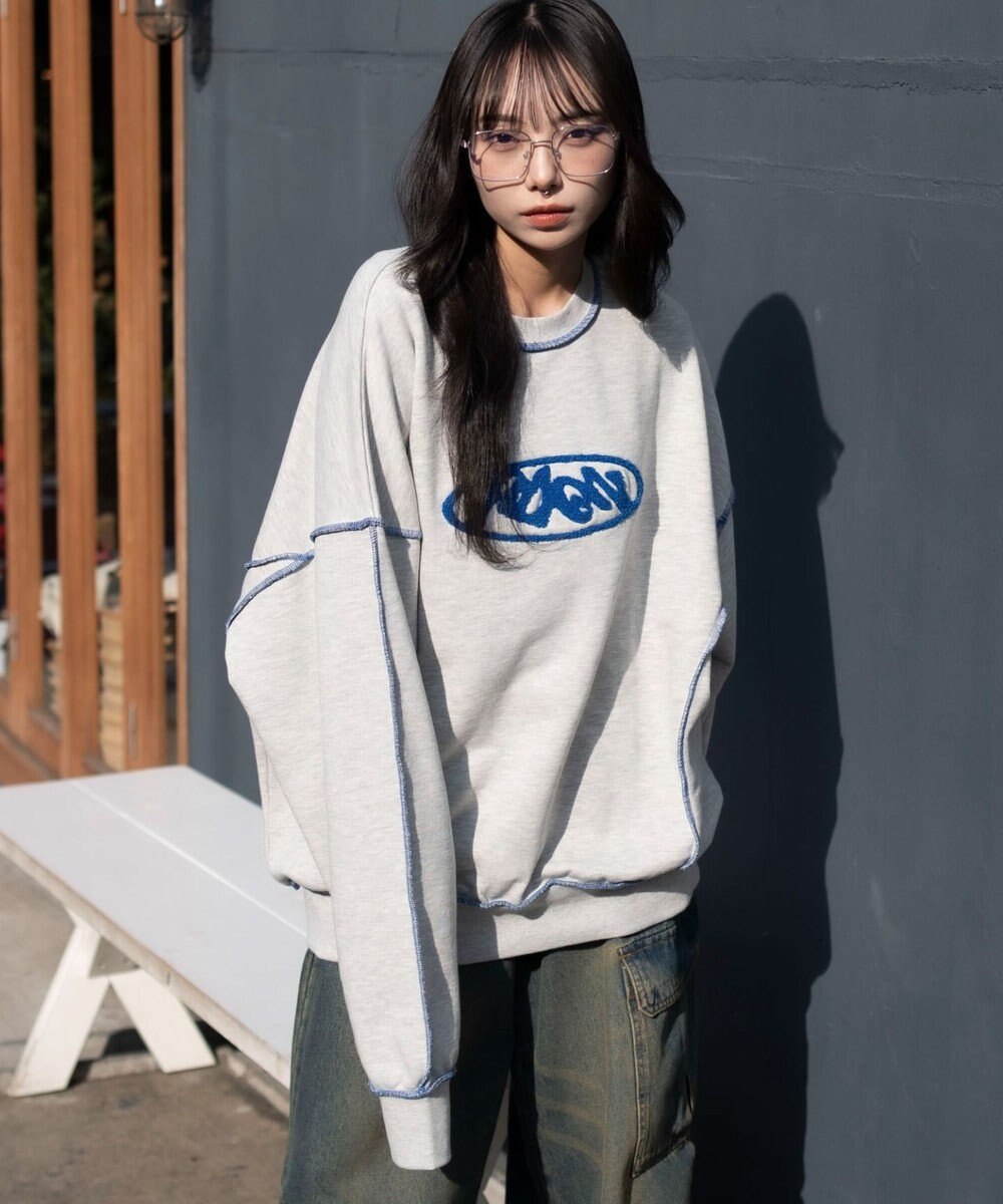 WEGO 【ユニセックス着用ITEM】ショートカラーステッチサガラロゴプルオーバー 