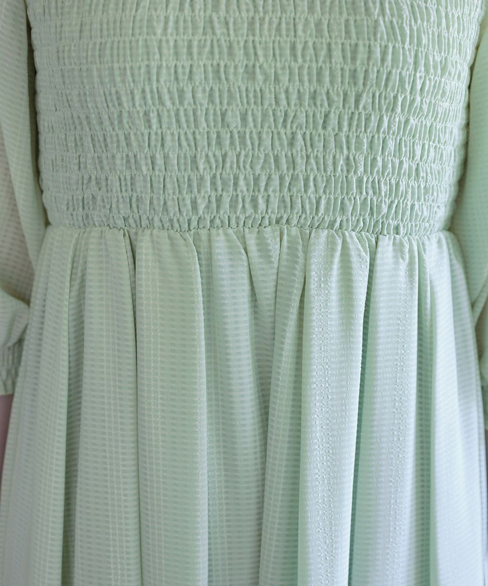 Tiaclasse 【洗える】シャーリングパフスリーブシアーワンピース 