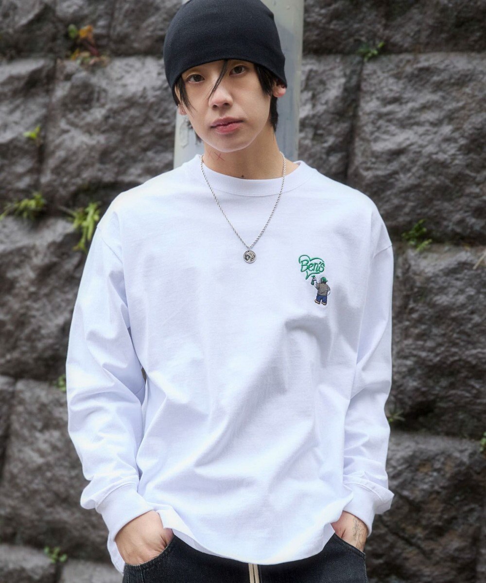 WEGO 【ユニセックス着用ITEM/MLサイズ展開】別注BENDAVISハートワンポイント刺繍T（LS） 