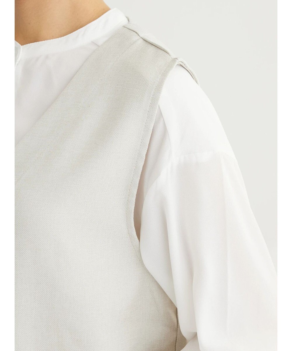 Green Parks ＳＥＴ２点Ｖネックベスト＋７分袖ミディシャツワンピース 