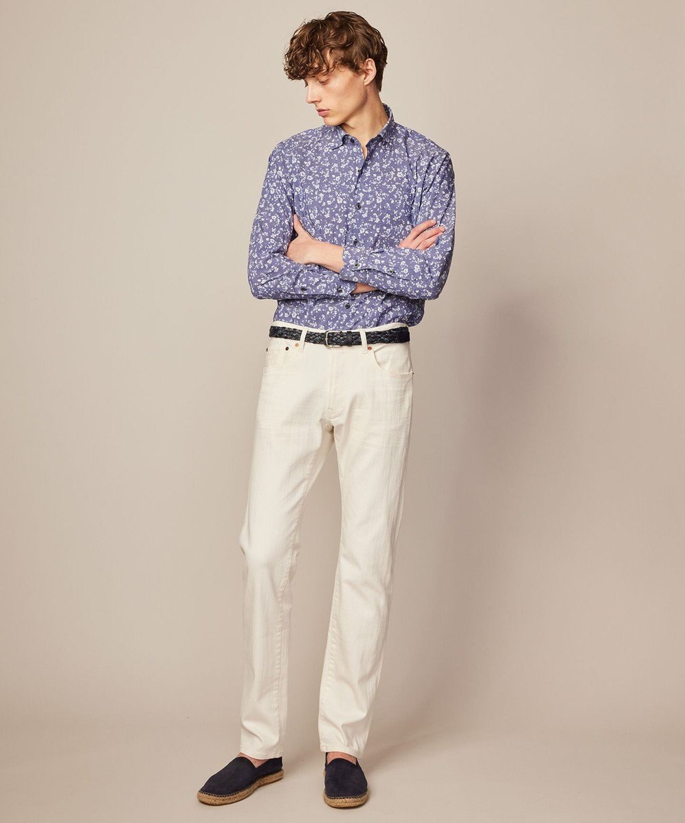 JOSEPH ABBOUD 【洗える】フラワーモチーフストレッチ シャツ 