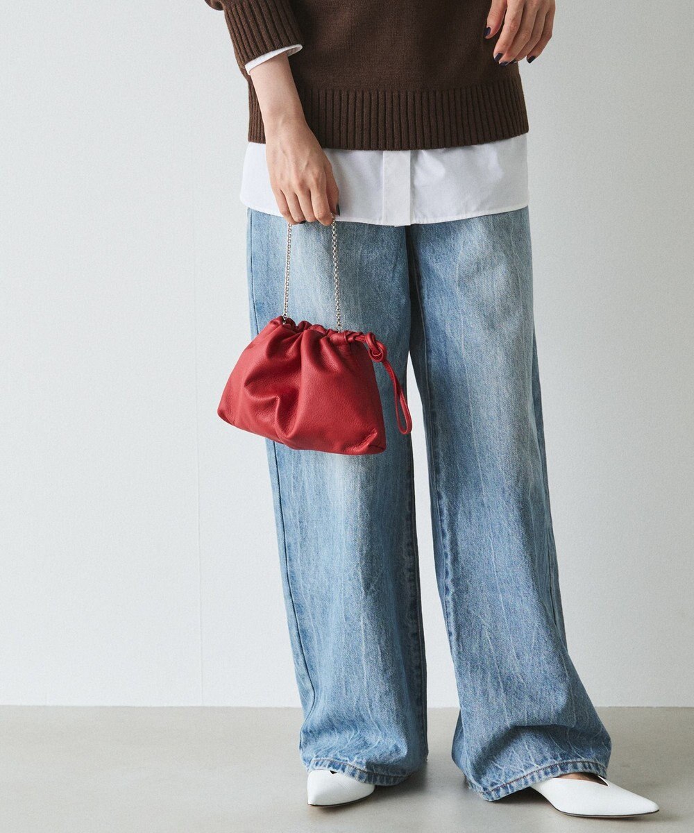 russet レザー巾着ミニショルダーバッグ(CE-1637) 