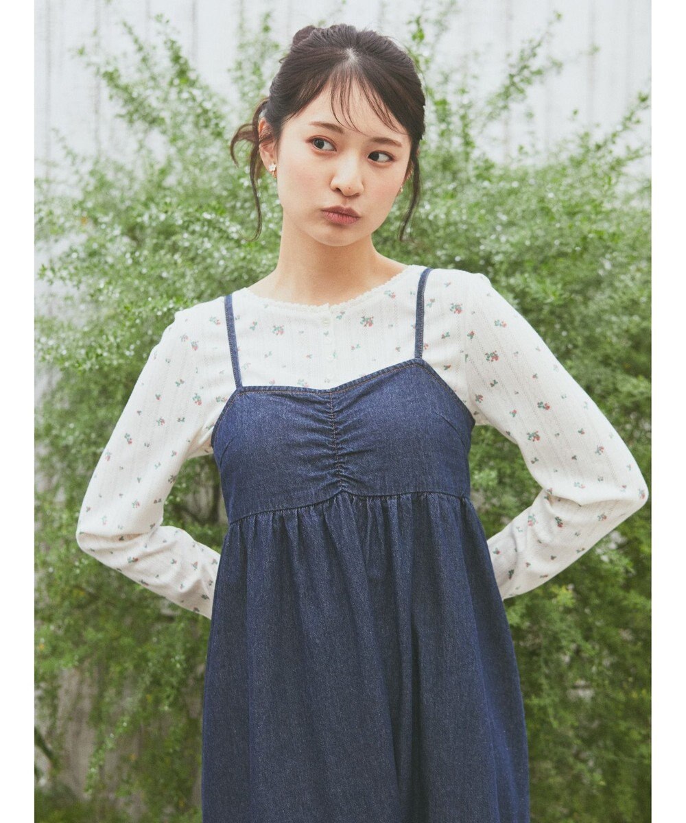 earth music&ecology デニムバックレースアップワンピース 