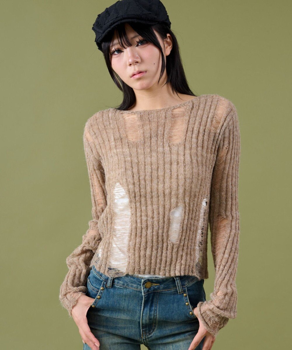 WEGO ダメージショートニット 