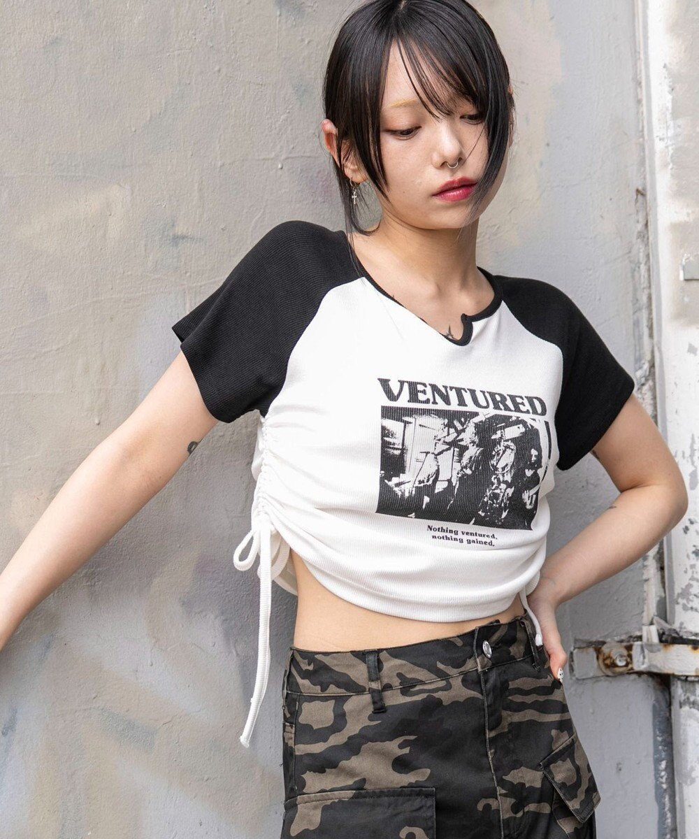 WEGO キーネックサイドレースアップちびT 