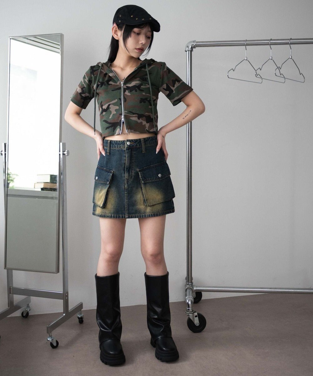 WEGO リブハンソデジップパーカー 