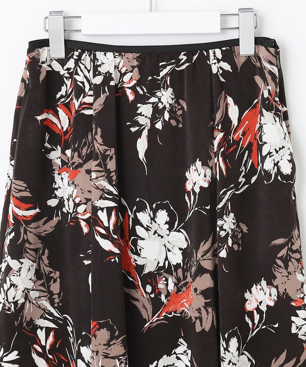 自由区 【洗える】ブラッシュドフラワープリント フレアスカート 