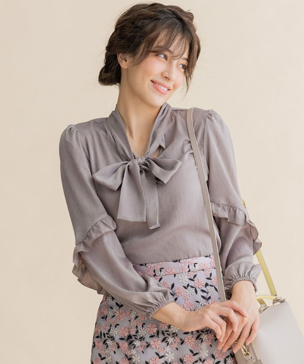 TOCCA 【WEB限定】【TOCCA LAVENDER】2way Vintage Satin Blouse ブラウス ライトグレー系