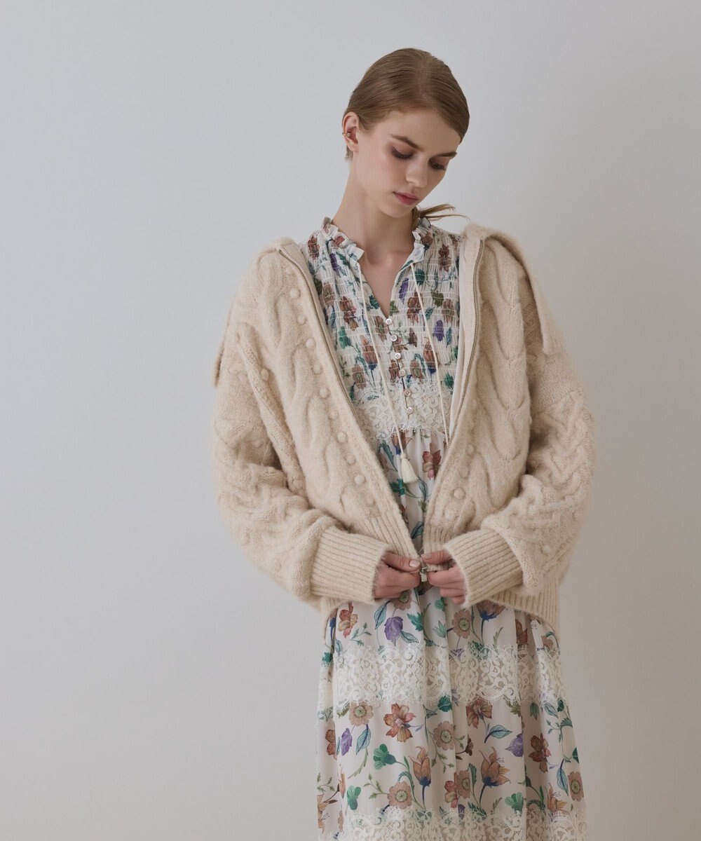 GRACE CONTINENTAL ヘアリーニットコクーンジャケット 