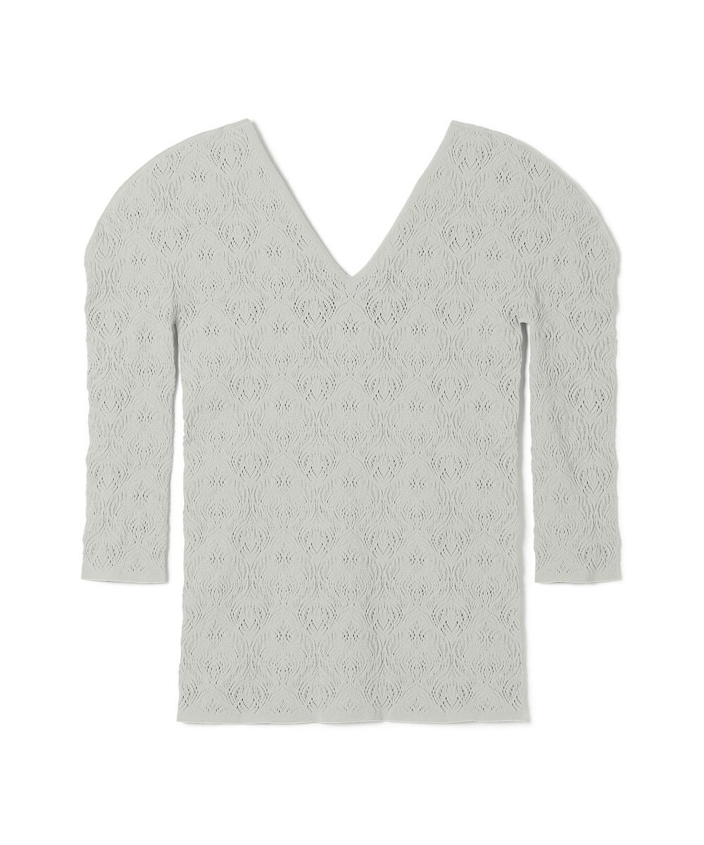 Chacott 【ノーソーイングニット】レーシーＶネックニットトップ 