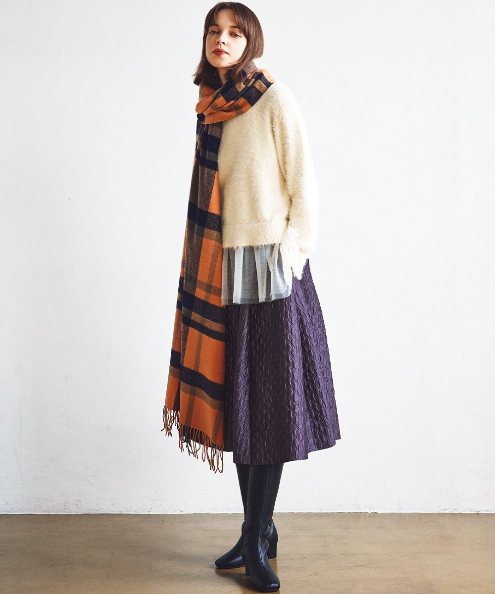 組曲 ジオメトリックフラワージャガード フレアスカート 