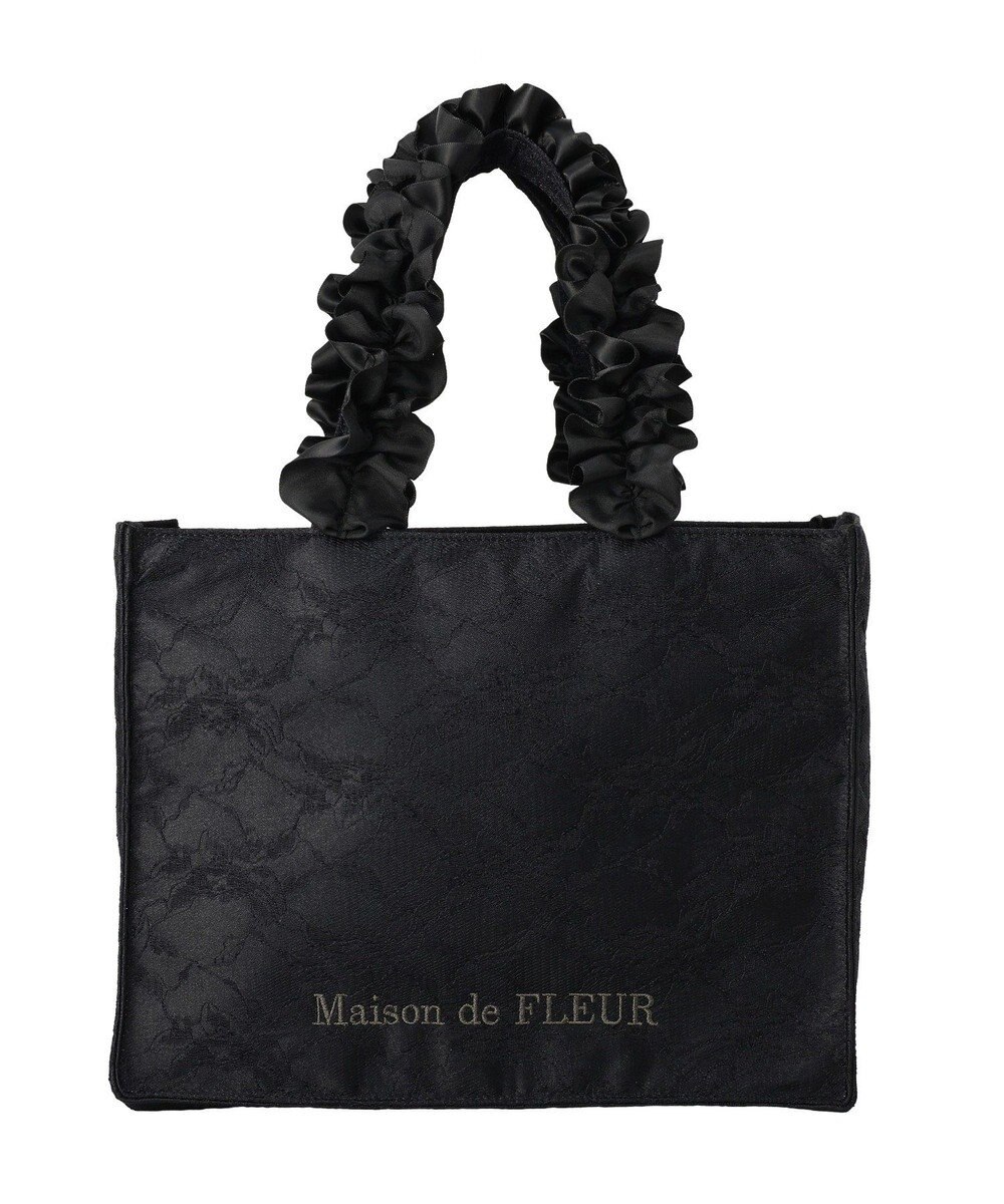 Maison de FLEUR レースフリルハンドルスクエアトートSバッグ 