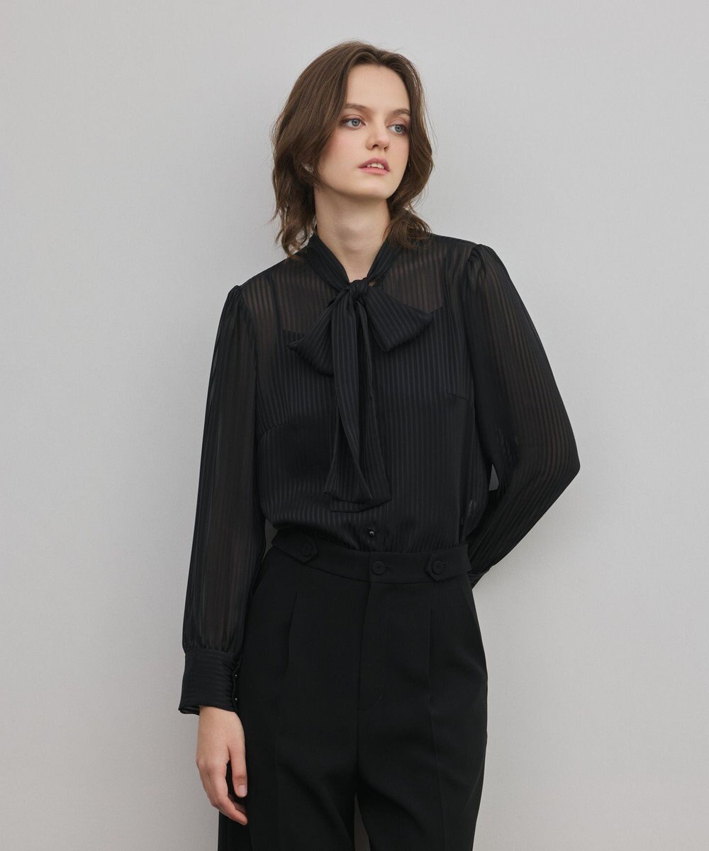 GRACE CONTINENTAL ストライプボウブラウス 