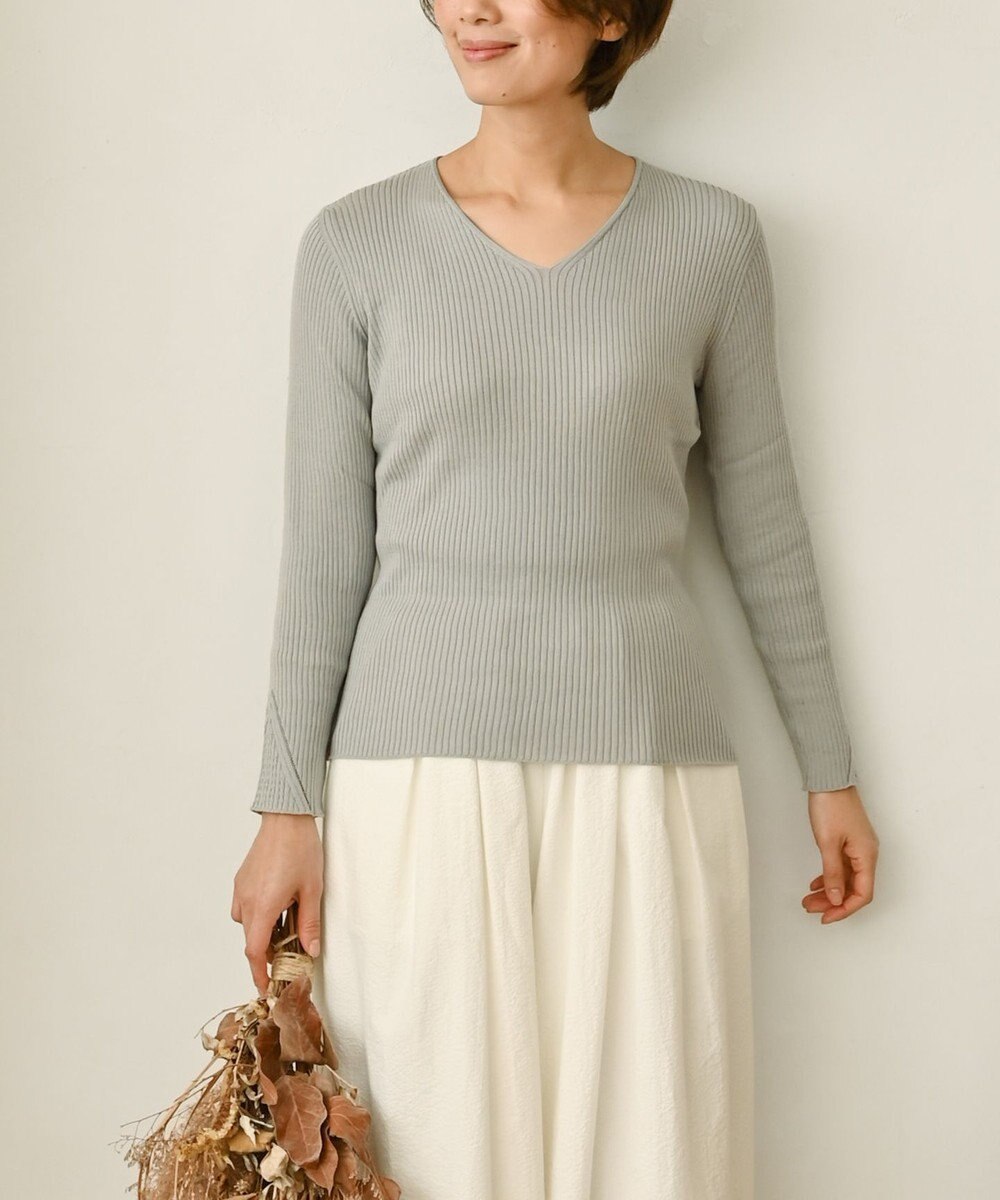 muuc 〈高品質シルク＆スーピマ超長綿〉〈洗えるニット〉〈通年着られる〉Vネックプルオーバー 