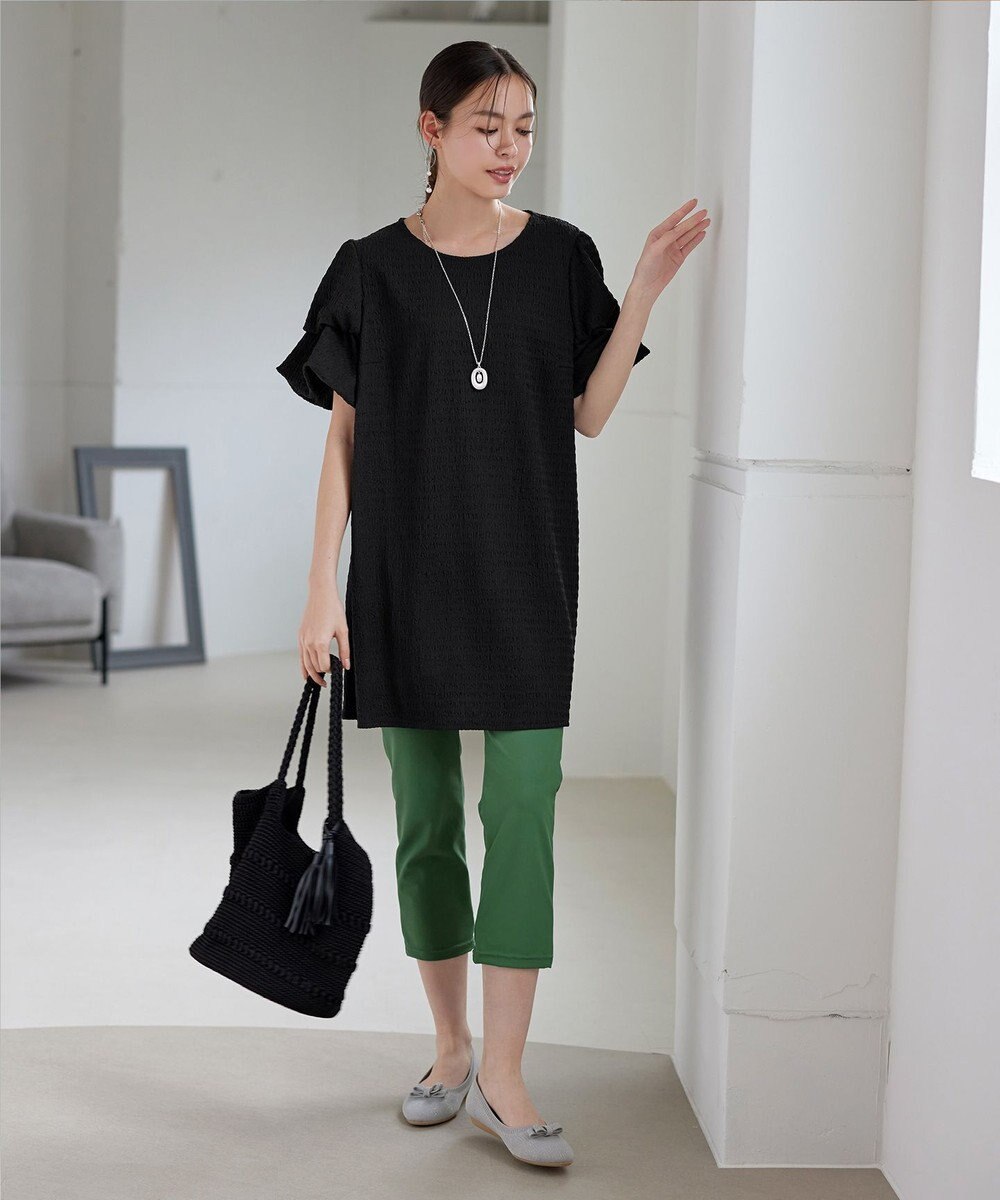 Tiaclasse 【洗える】変形バルーンスリーブカットソーチュニック 