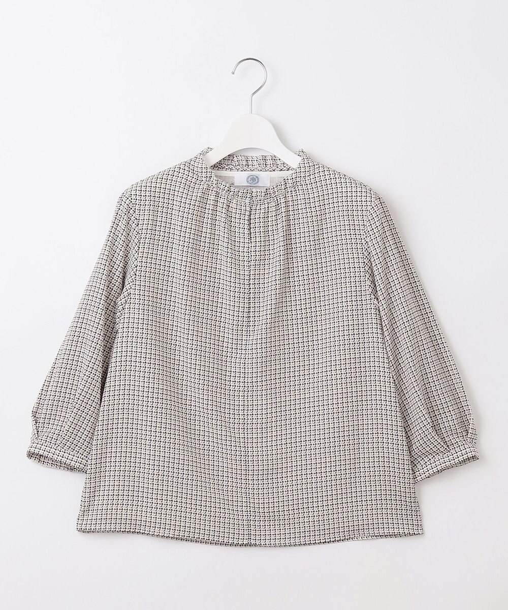 J.PRESS LADIES L チェックプリント スリットフリルネック カットソー 